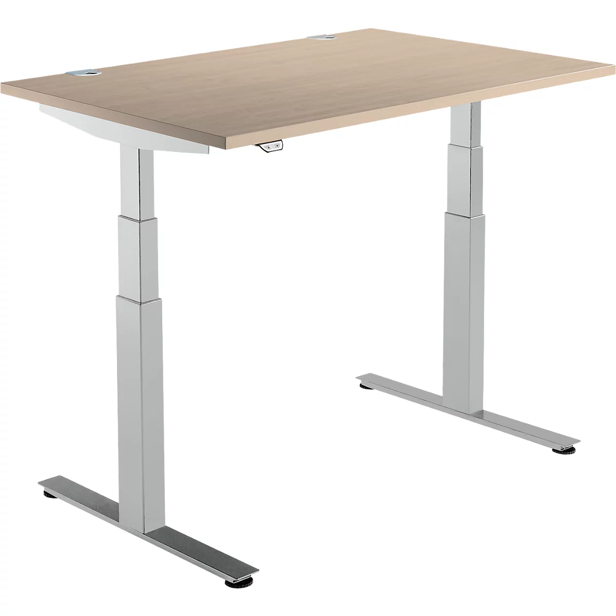 Schäfer Shop Select Schreibtisch DRIVE UP 2, elektrisch höhenverstellbar, Rechteck, T-Fuß, B 1200 x T 800 x H 630-1290 mm, Eiche/weißalu