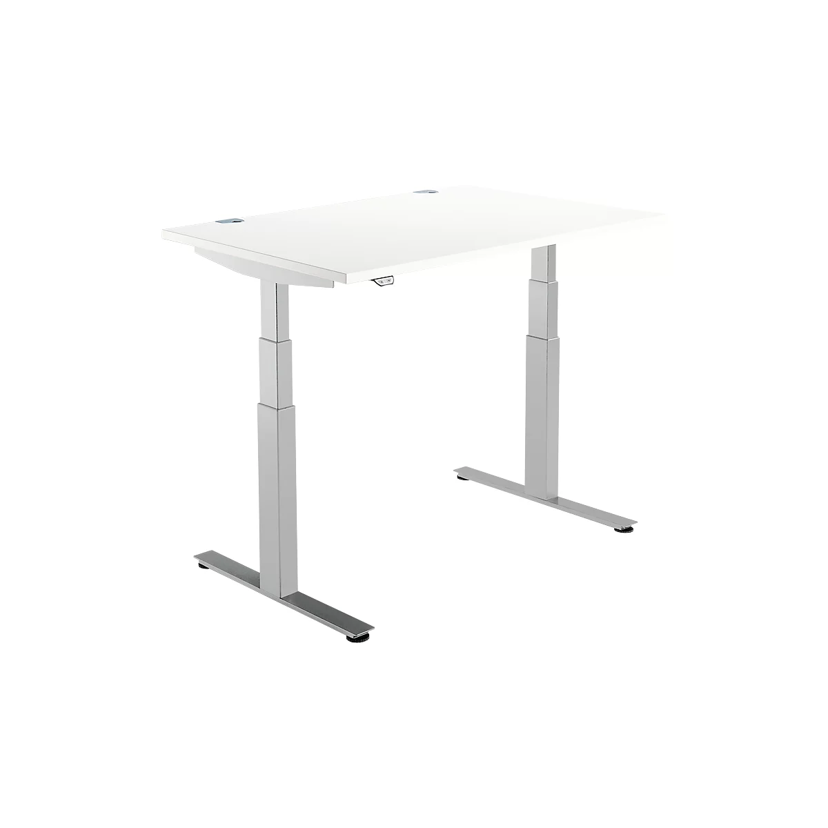Schäfer Shop Select Schreibtisch DRIVE UP 2, elektrisch höhenverstellbar, Rechteck, T-Fuß, B 1200 x T 800 x H 630-1290 mm, weiß/weißaluminium