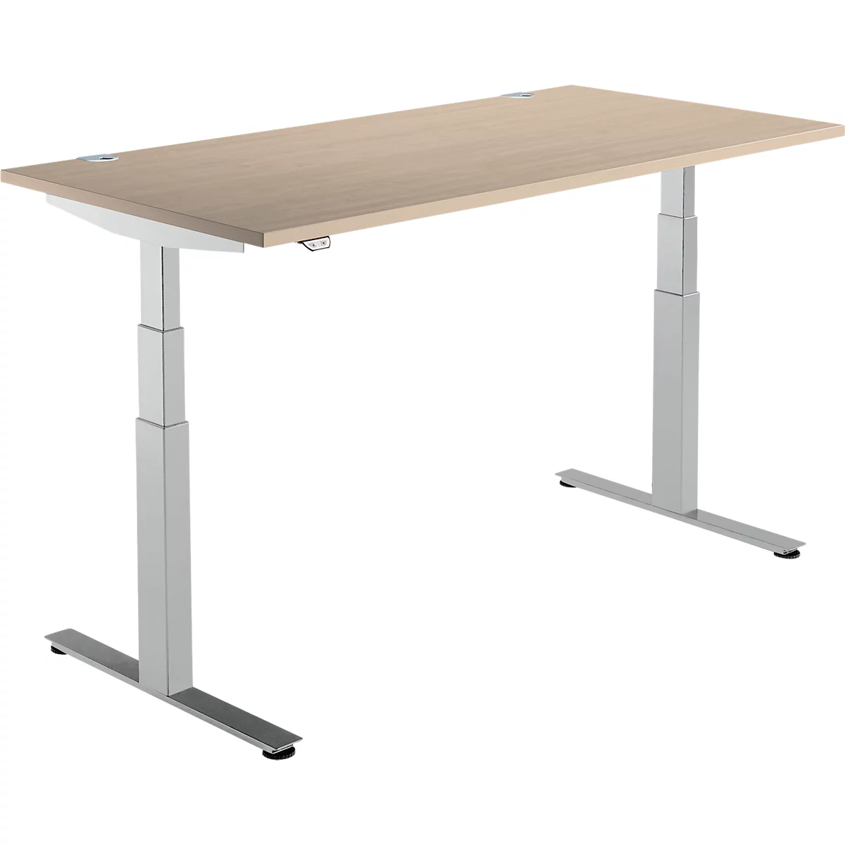 Schäfer Shop Select Schreibtisch DRIVE UP 2, elektrisch höhenverstellbar, Rechteck, T-Fuß, B 1600 x T 800 x H 630-1290 mm, Eiche/weißalu