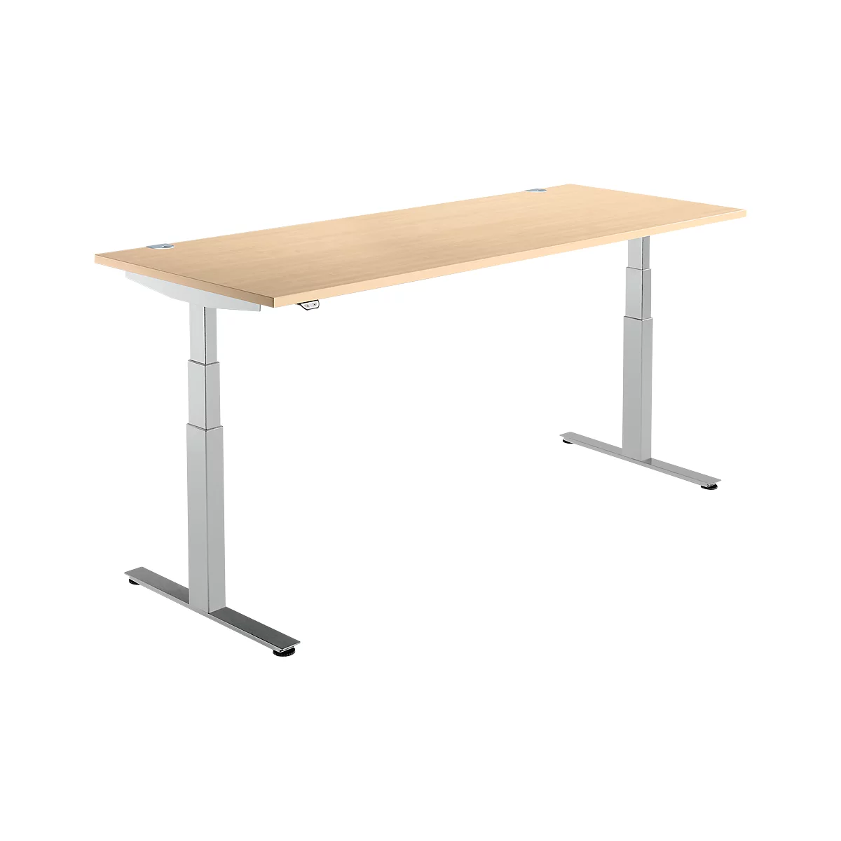 Schäfer Shop Select Schreibtisch DRIVE UP 2, elektrisch höhenverstellbar, Rechteck, T-Fuß, B 1800 x T 800 x H 630-1290 mm, Ahorn/weißaluminium