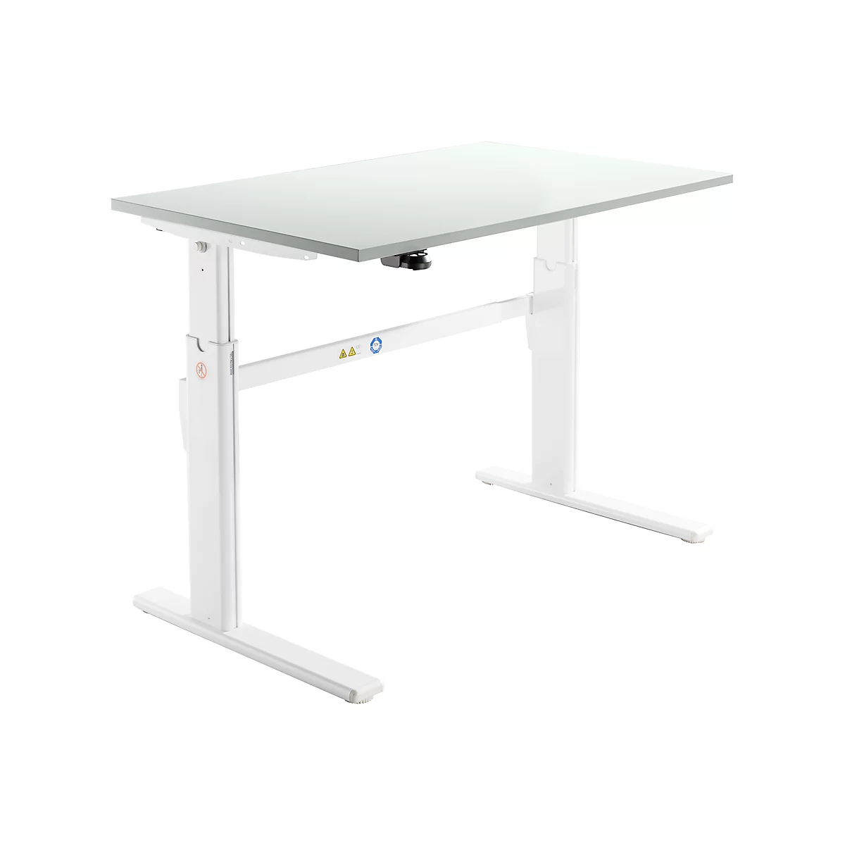 Schäfer Shop Select Schreibtisch, elektrisch höhenverstellbar, Rechteck, C-Fuß, B 1200 x T 800 x H 725-1185 mm, lichtgrau/weiß