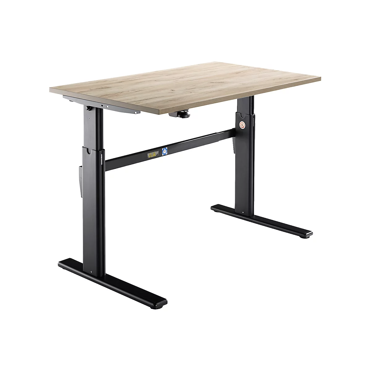 Schäfer Shop Select Schreibtisch, elektrisch höhenverstellbar, Rechteck, C-Fuß, B 1200 x T 800 x H 725-1185 mm, Wildeiche/schwarz