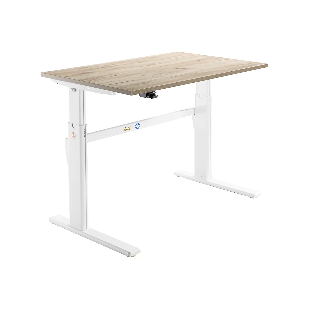 Schäfer Shop Select Schreibtisch, elektrisch höhenverstellbar, Rechteck, C-Fuß, B 1200 x T 800 x H 725-1185 mm, Wildeiche/weiß