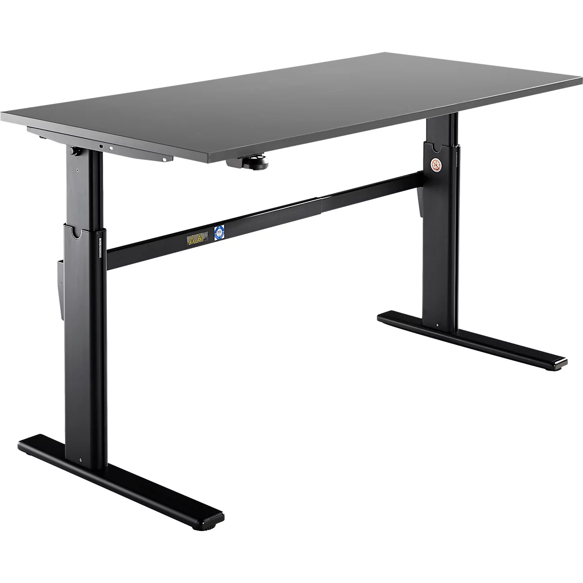 Schäfer Shop Select Schreibtisch, elektrisch höhenverstellbar, Rechteck, C-Fuß, B 1600 x T 800 x H 725-1185 mm, graphit/schwarz