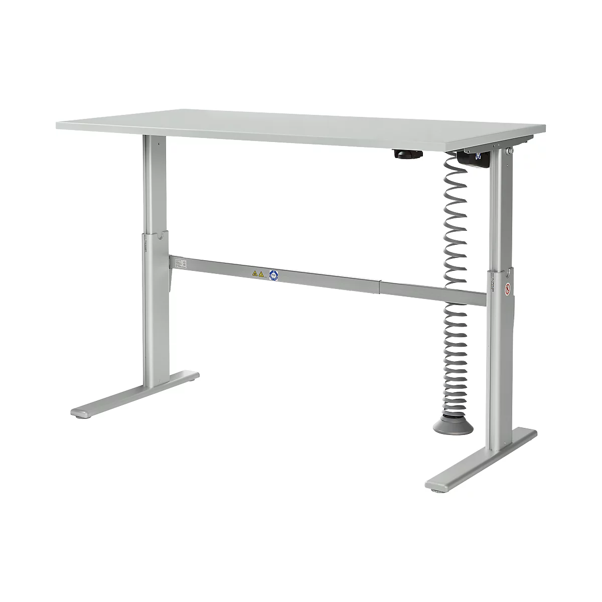 Schäfer Shop Select Schreibtisch, elektrisch höhenverstellbar, Rechteck, C-Fuss, B 1600 x T 800 x H 725-1185 mm, lichtgrau/alusilber 