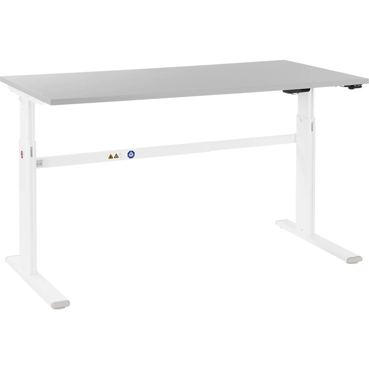 Schäfer Shop Select Schreibtisch, elektrisch höhenverstellbar, Rechteck, C-Fuß, B 1600 x T 800 x H 725-1185 mm, lichtgrau/weiß