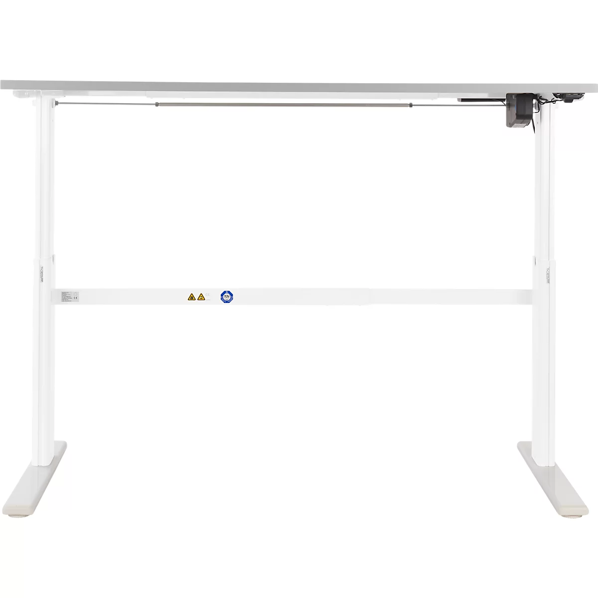 Schäfer Shop Select Schreibtisch, elektrisch höhenverstellbar, Rechteck, C-Fuß, B 1600 x T 800 x H 725-1185 mm, lichtgrau/weiß