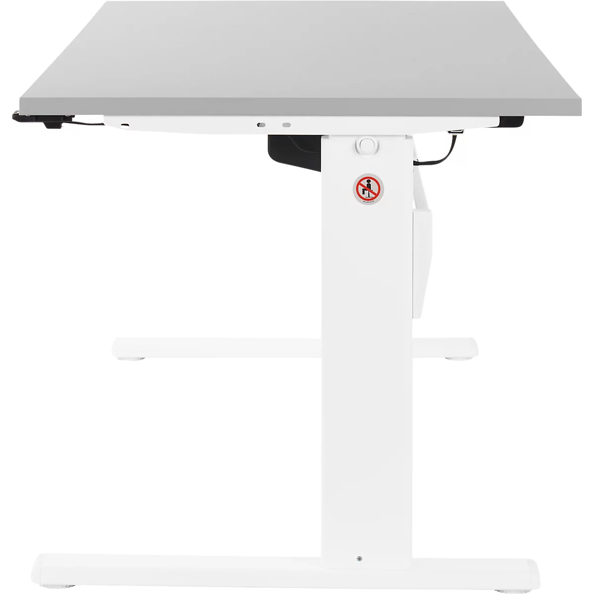 Schäfer Shop Select Schreibtisch, elektrisch höhenverstellbar, Rechteck, C-Fuß, B 1600 x T 800 x H 725-1185 mm, lichtgrau/weiß