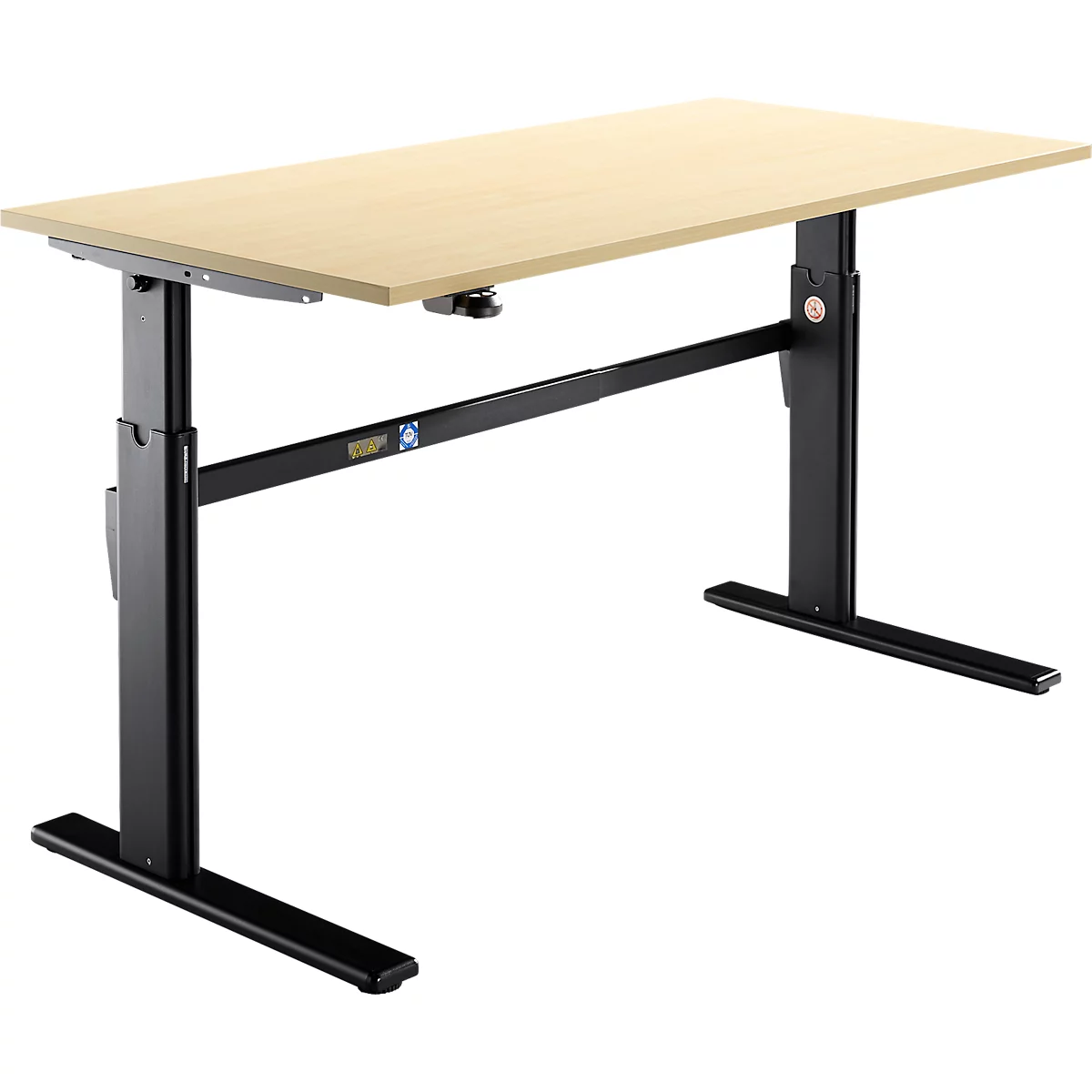 Schäfer Shop Select Schreibtisch, elektrisch höhenverstellbar, Rechteck, C-Fuß, B 1800 x T 800 x H 725-1185 mm, Ahorn/schwarz