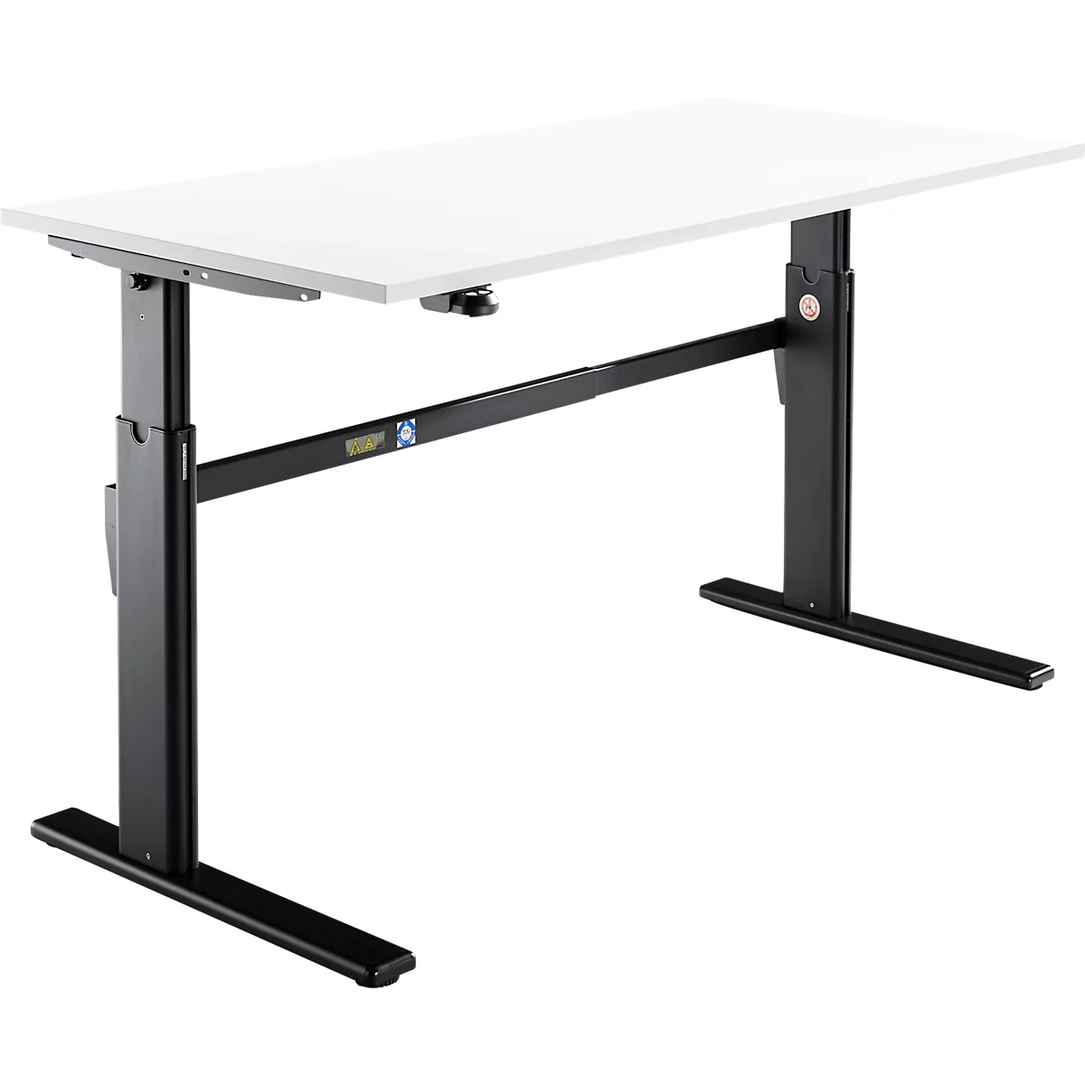 Schäfer Shop Select Schreibtisch, elektrisch höhenverstellbar, Rechteck, C-Fuß, B 1800 x T 800 x H 725-1185 mm, weiß/schwarz