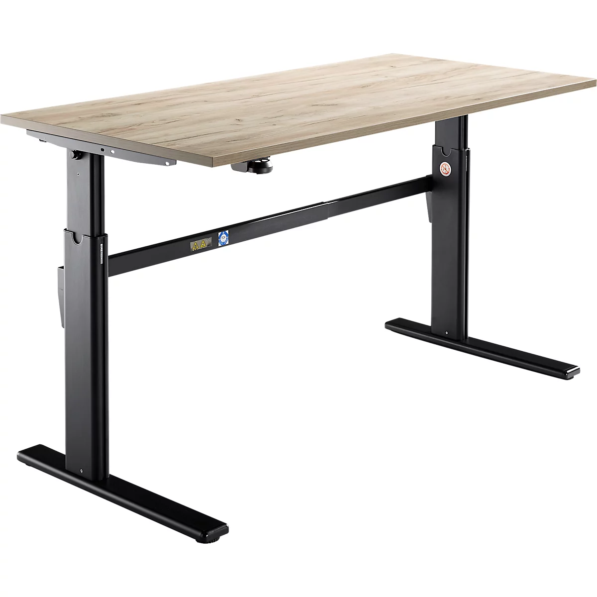 Schäfer Shop Select Schreibtisch, elektrisch höhenverstellbar, Rechteck, C-Fuß, B 1800 x T 800 x H 725-1185 mm, Wildeiche/schwarz