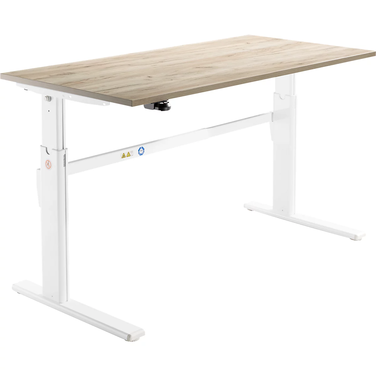 Schäfer Shop Select Schreibtisch, elektrisch höhenverstellbar, Rechteck, C-Fuß, B 1800 x T 800 x H 725-1185 mm, Wildeiche/weiß