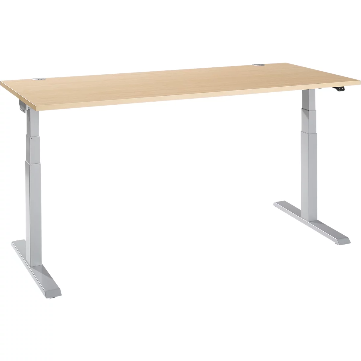 Schäfer Shop Select Schreibtisch ERGO-T 2.0, elektrisch höhenverstellbar, Rechteck, T-Fuß, B 1800 x T 800 x H 640-1300 mm, Ahorn/weißalu