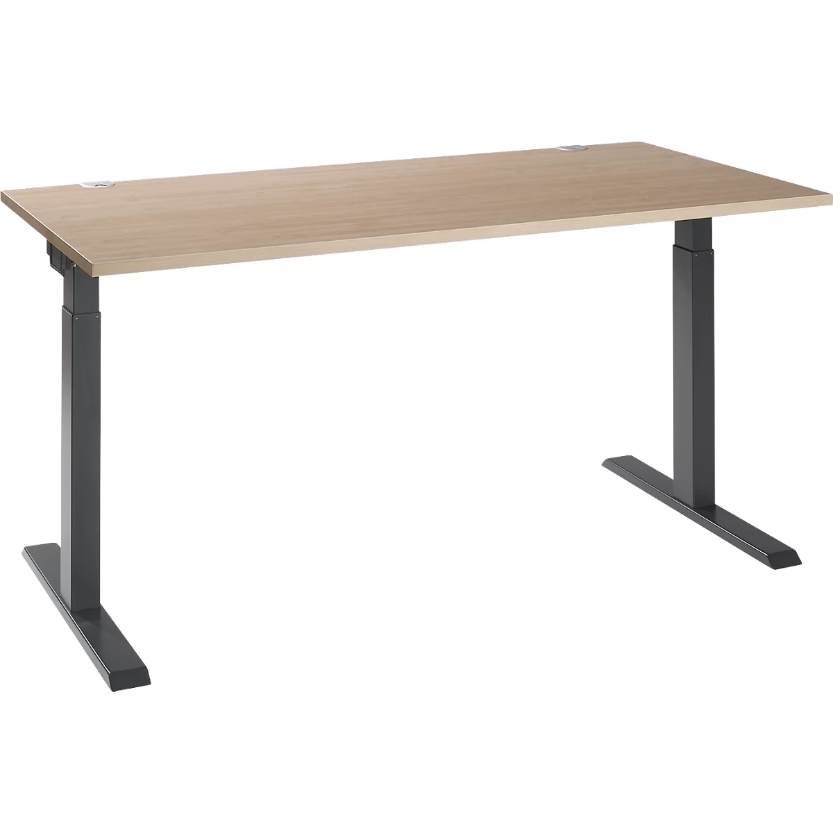 Schäfer Shop Select Schreibtisch ERGO-T 2.0, Quadrat, T-Fuß, B 1600 x T 800 x H 675-895 mm, Eiche/anthrazit