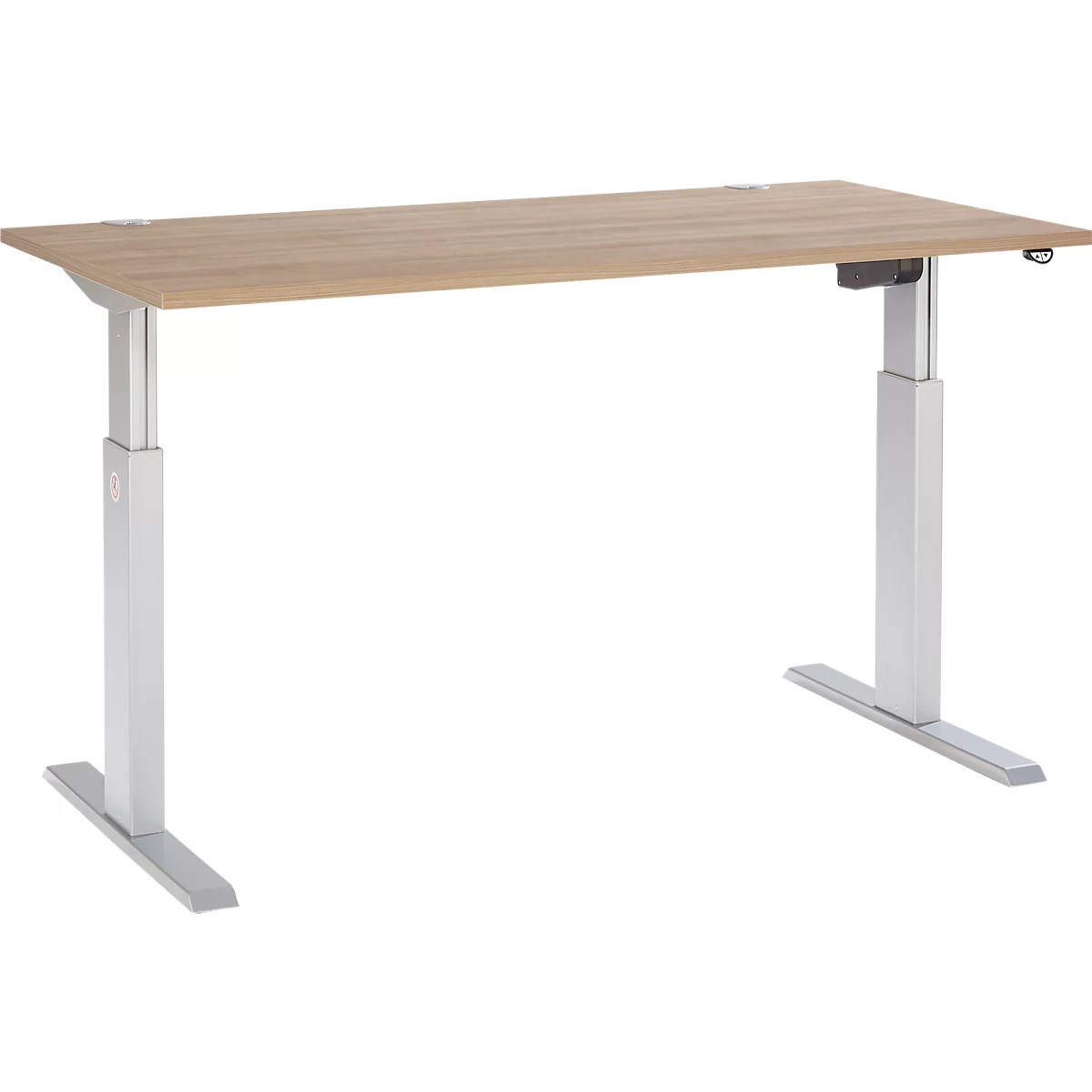 Schäfer Shop Select Schreibtisch ERGO-T, elektrisch höhenverstellbar, Rechteck, T-Fuß, B 1600 x T 800 x H 725-1185 mm, Eiche/weißaluminium