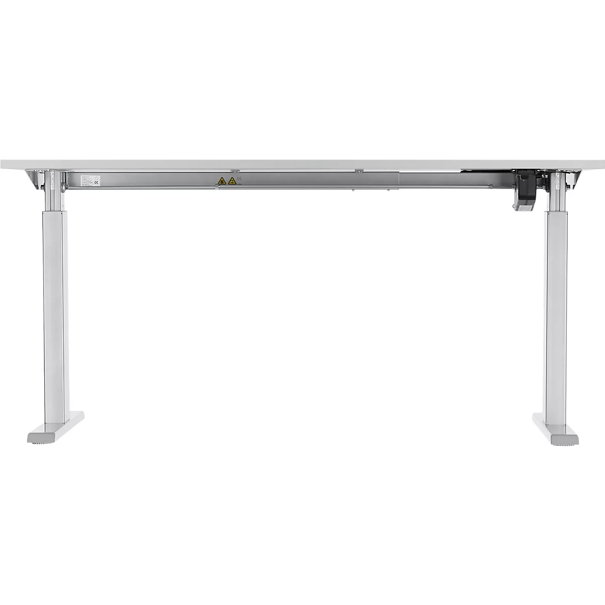 Schäfer Shop Select Schreibtisch ERGO-T, elektrisch höhenverstellbar, Rechteck, T-Fuß, B 1600 x T 800 x H 725-1185 mm, lichtgrau/weißaluminium