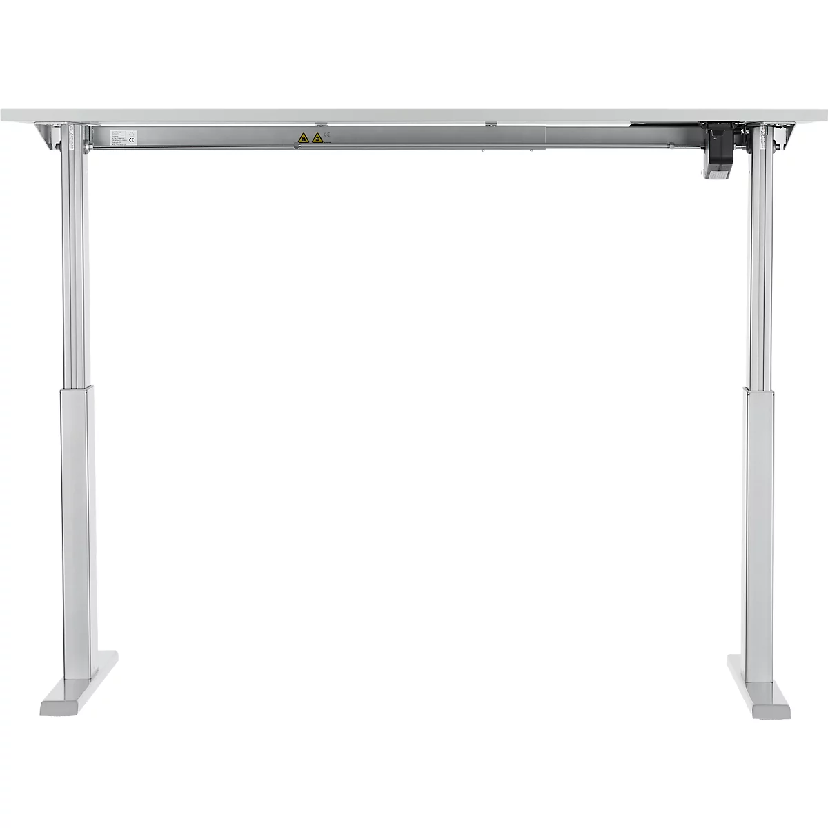 Schäfer Shop Select Schreibtisch ERGO-T, elektrisch höhenverstellbar, Rechteck, T-Fuß, B 1600 x T 800 x H 725-1185 mm, lichtgrau/weißaluminium