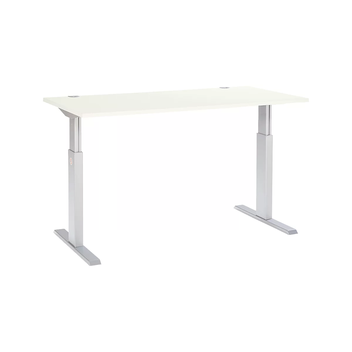 Schäfer Shop Select Schreibtisch ERGO-T, elektrisch höhenverstellbar, Rechteck, T-Fuß, B 1600 x T 800 x H 725-1185 mm, weiß/weißaluminium