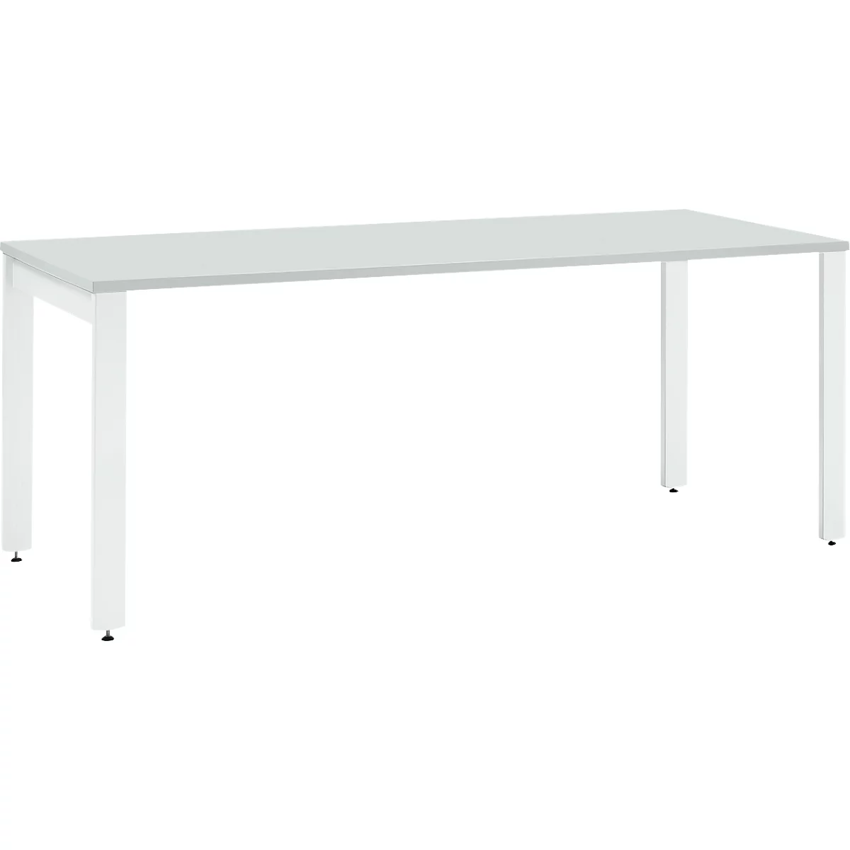 Schäfer Shop Select Schreibtisch LOGIN, 4-Fuß, B 1600 x T 800 x H 740 mm, lichtgrau/verkehrsweiß