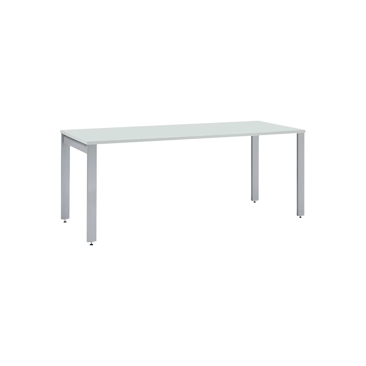 Schäfer Shop Select Schreibtisch LOGIN, 4-Fuß, B 1600 x T 800 x H 740 mm, lichtgrau/weißalu
