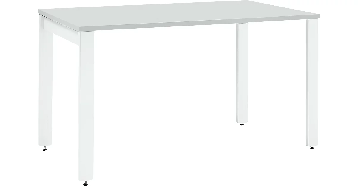 Schäfer Shop Select Schreibtisch LOGIN, 4-Fuß, Rechteck, B 1200 x T 800 x H 740 mm, lichtgrau/weiß