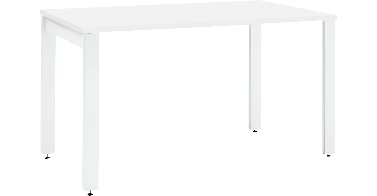 Schäfer Shop Select Schreibtisch LOGIN, 4-Fuß, Rechteck, B 1200 x T 800 x H 740 mm, weiß/weiß