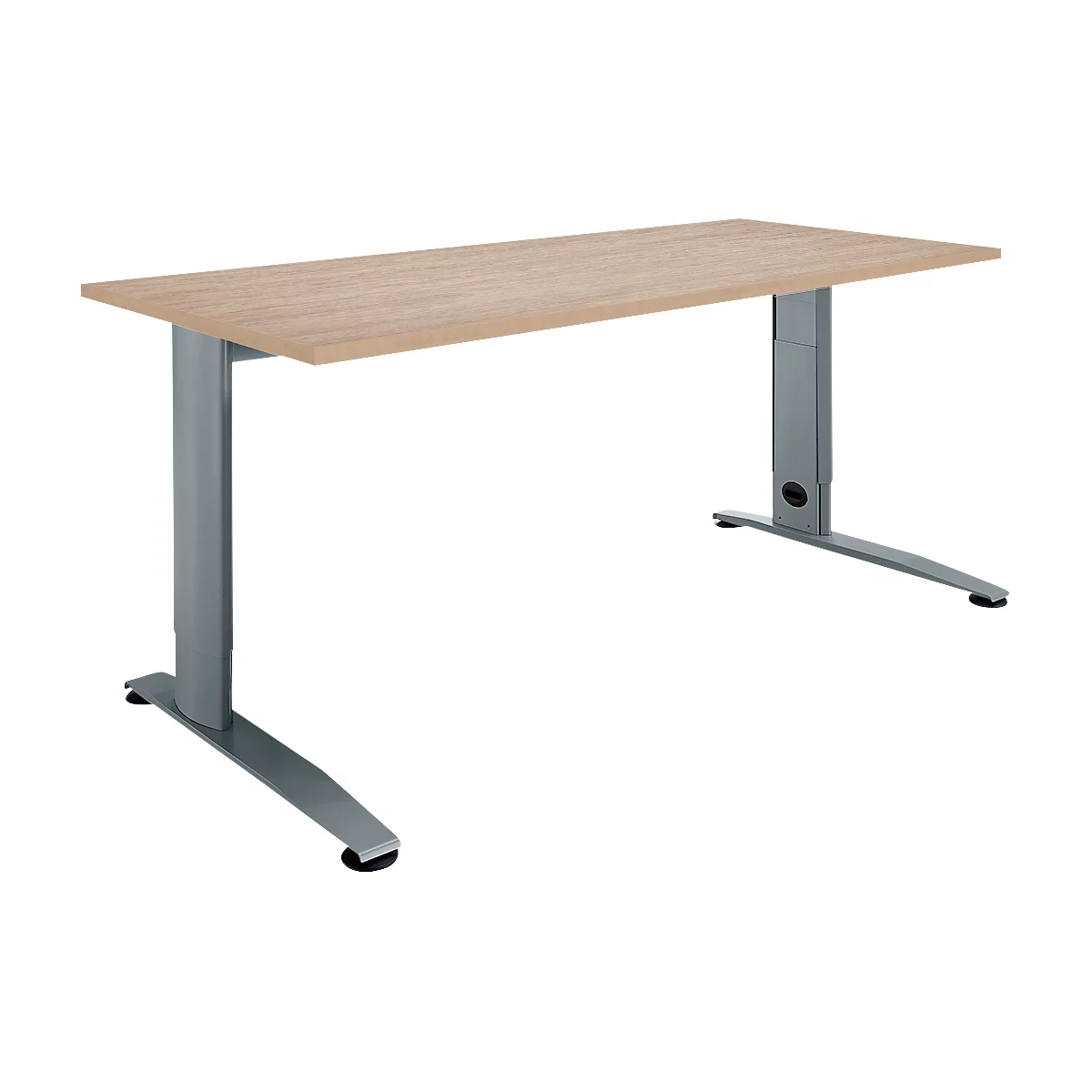 Schäfer Shop Select Schreibtisch LOGIN, manuell höheneinstellbar, C-Fuß, B 1200 x T 800 x H 660-820 mm, Eiche/basaltgrau
