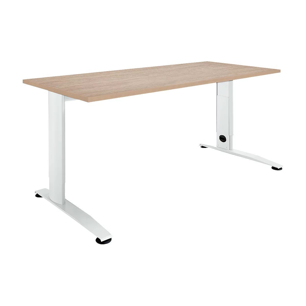 Schäfer Shop Select Schreibtisch LOGIN, manuell höheneinstellbar, C-Fuß, B 1200 x T 800 x H 660-820 mm, Eiche/verkehrsweiß