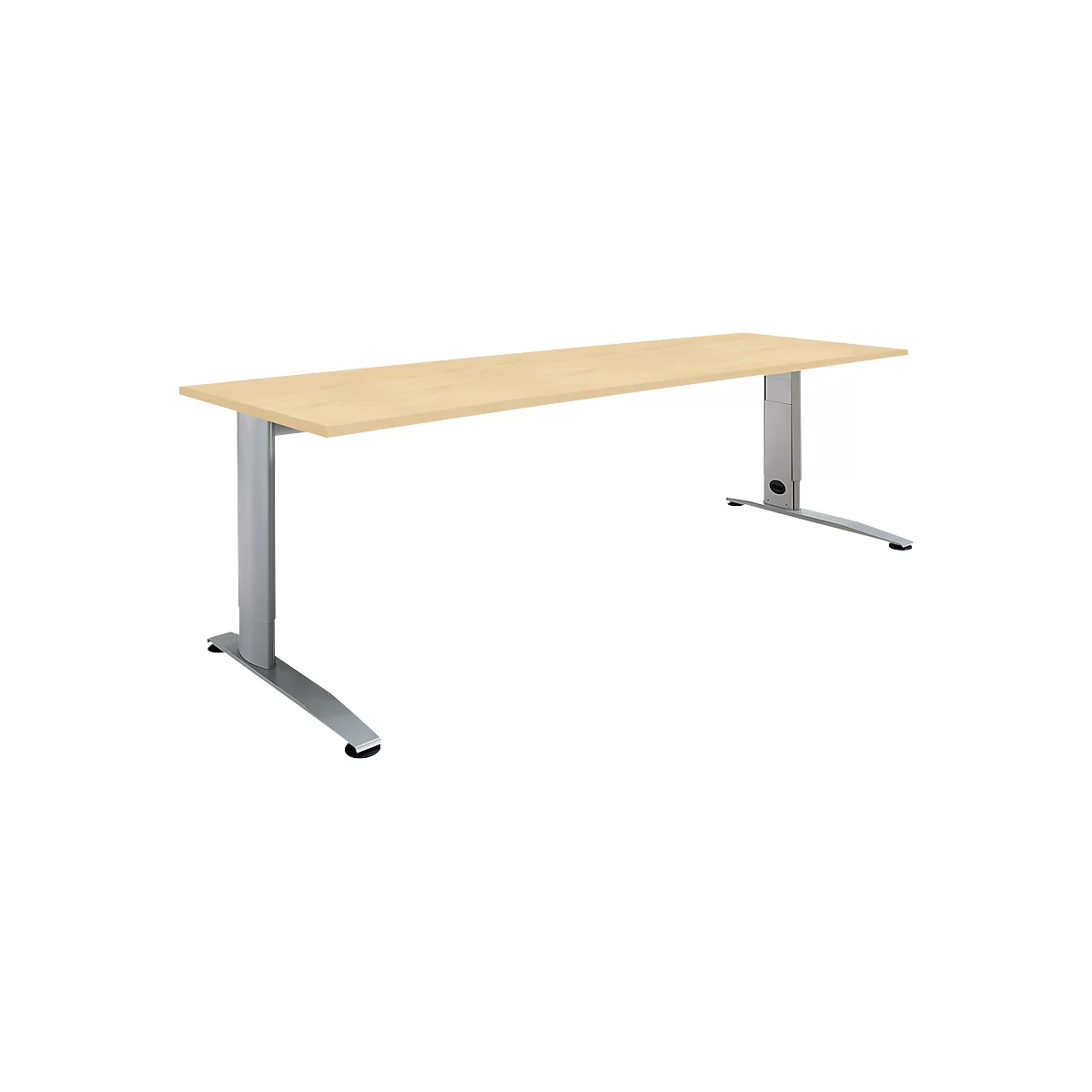 Schäfer Shop Select Schreibtisch LOGIN, manuell höheneinstellbar, C-Fuß, B 1600 x T 800 x H 660-820 mm, Ahorn/weißalu