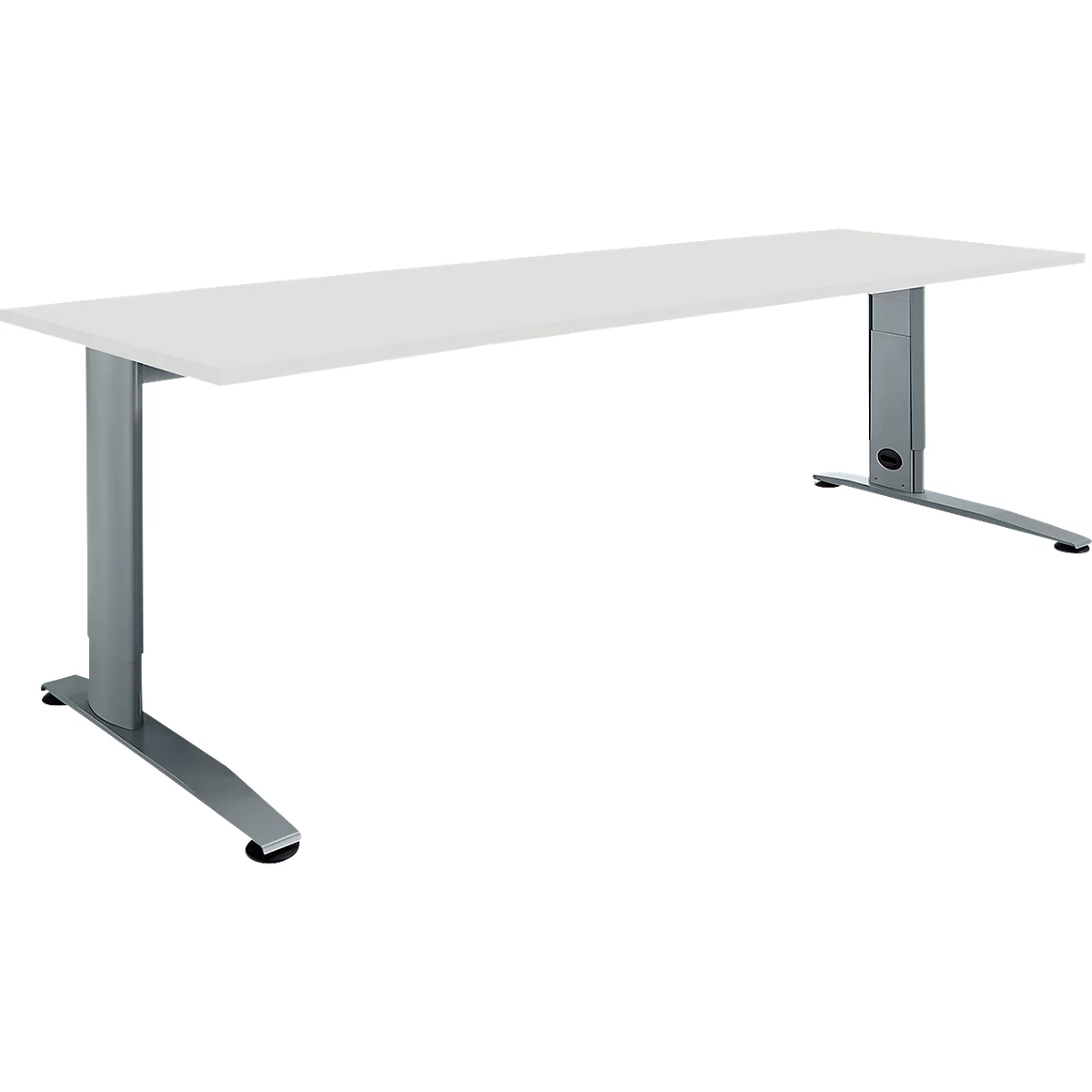 Schäfer Shop Select Schreibtisch LOGIN, manuell höheneinstellbar, C-Fuß, B 1600 x T 800 x H 660-820 mm, lichtgrau/basaltgrau