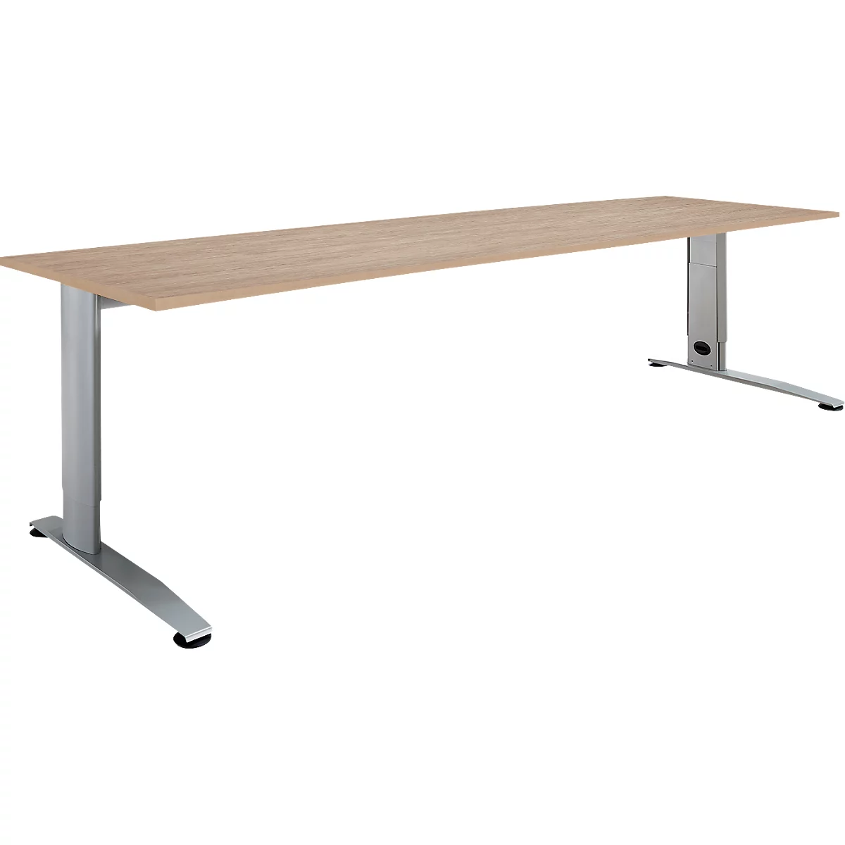 Schäfer Shop Select Schreibtisch LOGIN, manuell höheneinstellbar, C-Fuß, B 1800 x T 800 x H 660-820 mm, Eiche/weißalu