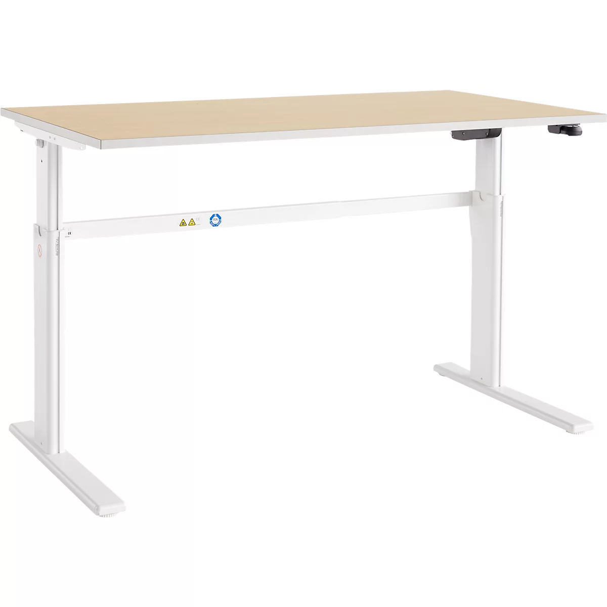 Schäfer Shop Select Schreibtisch Moxxo IQ, elektrisch höhenverstellbar, Rechteck, C-Fuß, B 1600 x T 800 x H 725-1185 mm, Ahorn/weiß