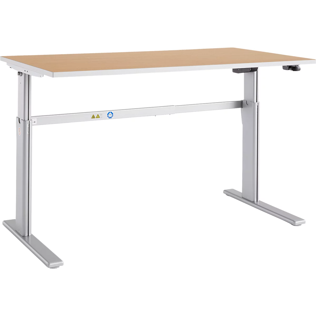 Schäfer Shop Select Schreibtisch Moxxo IQ, elektrisch höhenverstellbar, Rechteck, C-Fuß, B 1600 x T 800 x H 725-1185 mm, Buche/weißaluminium