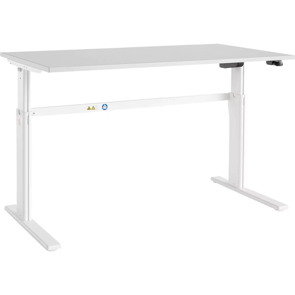 Schäfer Shop Select Schreibtisch Moxxo IQ, elektrisch höhenverstellbar, Rechteck, C-Fuß, B 1600 x T 800 x H 725-1185 mm, lichtgrau/weiß 