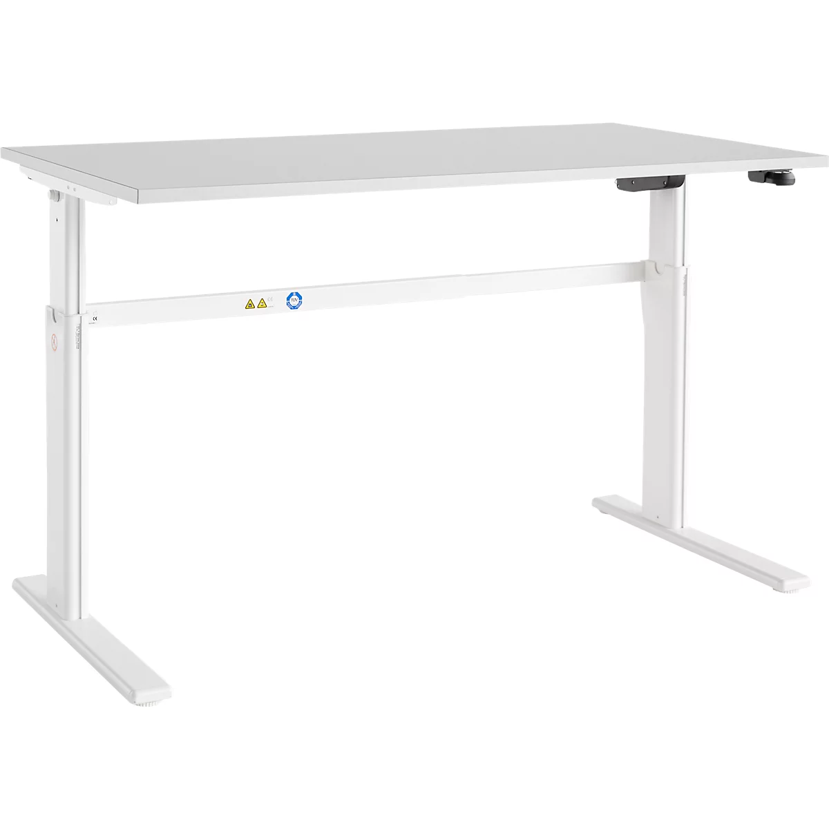 Schäfer Shop Select Schreibtisch Moxxo IQ, elektrisch höhenverstellbar, Rechteck, C-Fuß, B 1800 x T 800 x H 725-1185 mm, lichtgrau/weiß