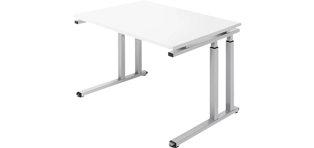 Schäfer Shop Select Schreibtisch SET UP, C-Fußgestell, 1200x800, weiß/weißalu