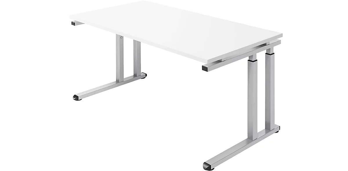 Schäfer Shop Select Schreibtisch SET UP, C-Fußgestell, 1600x800, weiß/weißalu