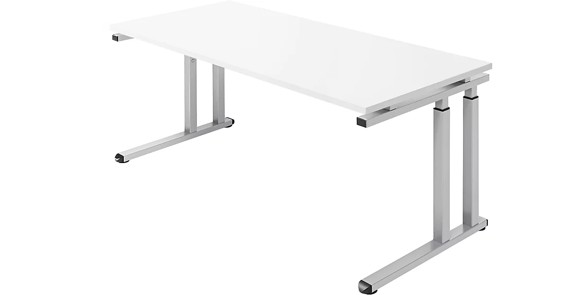 Schäfer Shop Select Schreibtisch SET UP, C-Fußgestell, 1800x800, weiß/weißalu