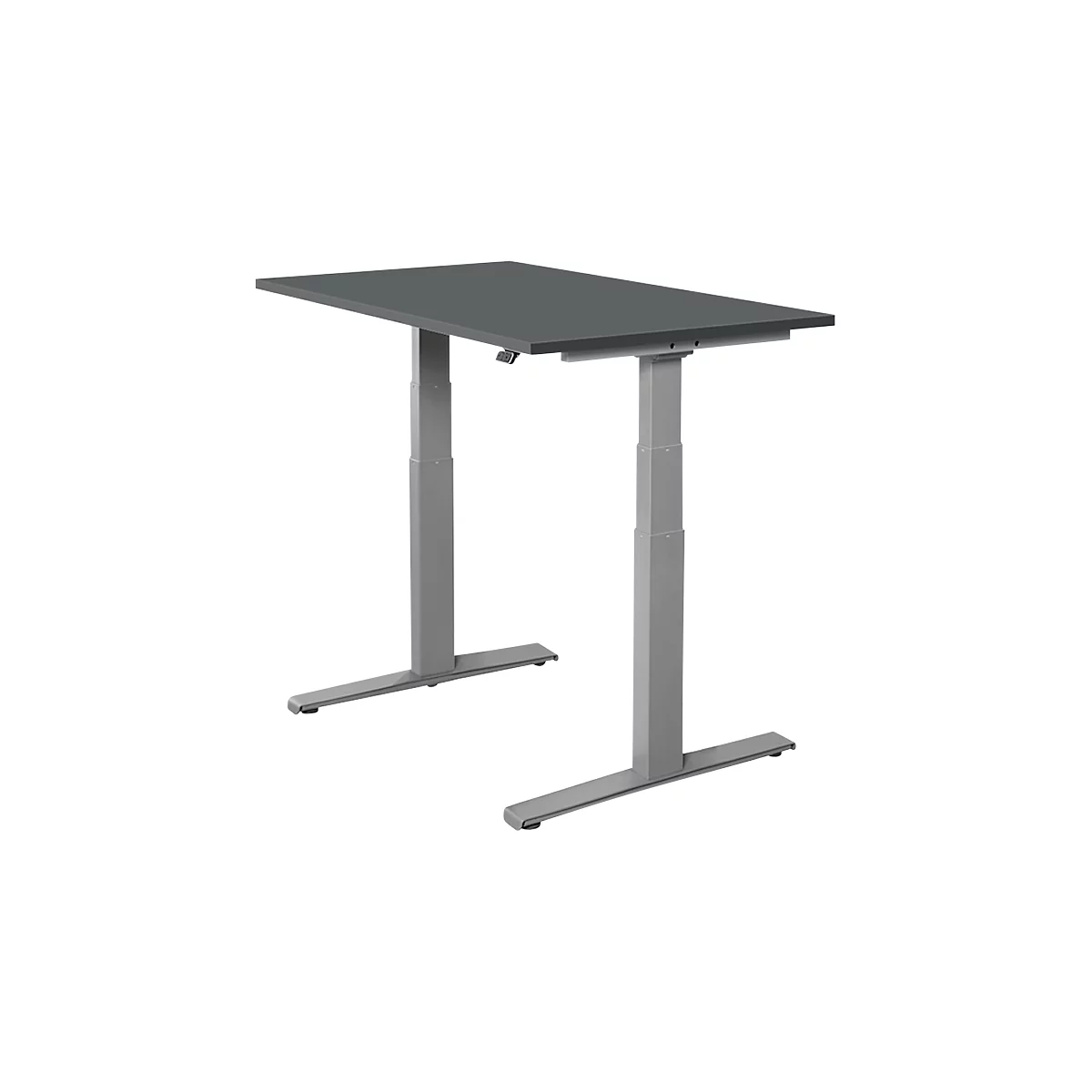 Schäfer Shop Select Schreibtisch SET UP, elektrisch höhenverstellbar, Rechteck, T-Fuß, B 1200 x T 800 x H 645-1290 mm, graphit/weißaluminium 