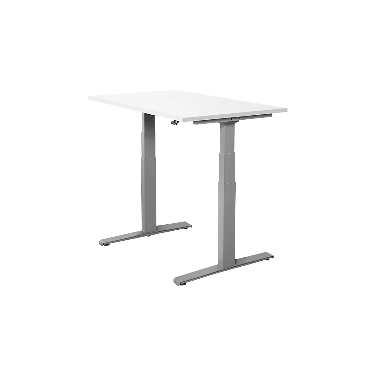 Schäfer Shop Select Schreibtisch SET UP, elektrisch höhenverstellbar, Rechteck, T-Fuß, B 1200 x T 800 x H 645-1290 mm, weiß/weißaluminium 