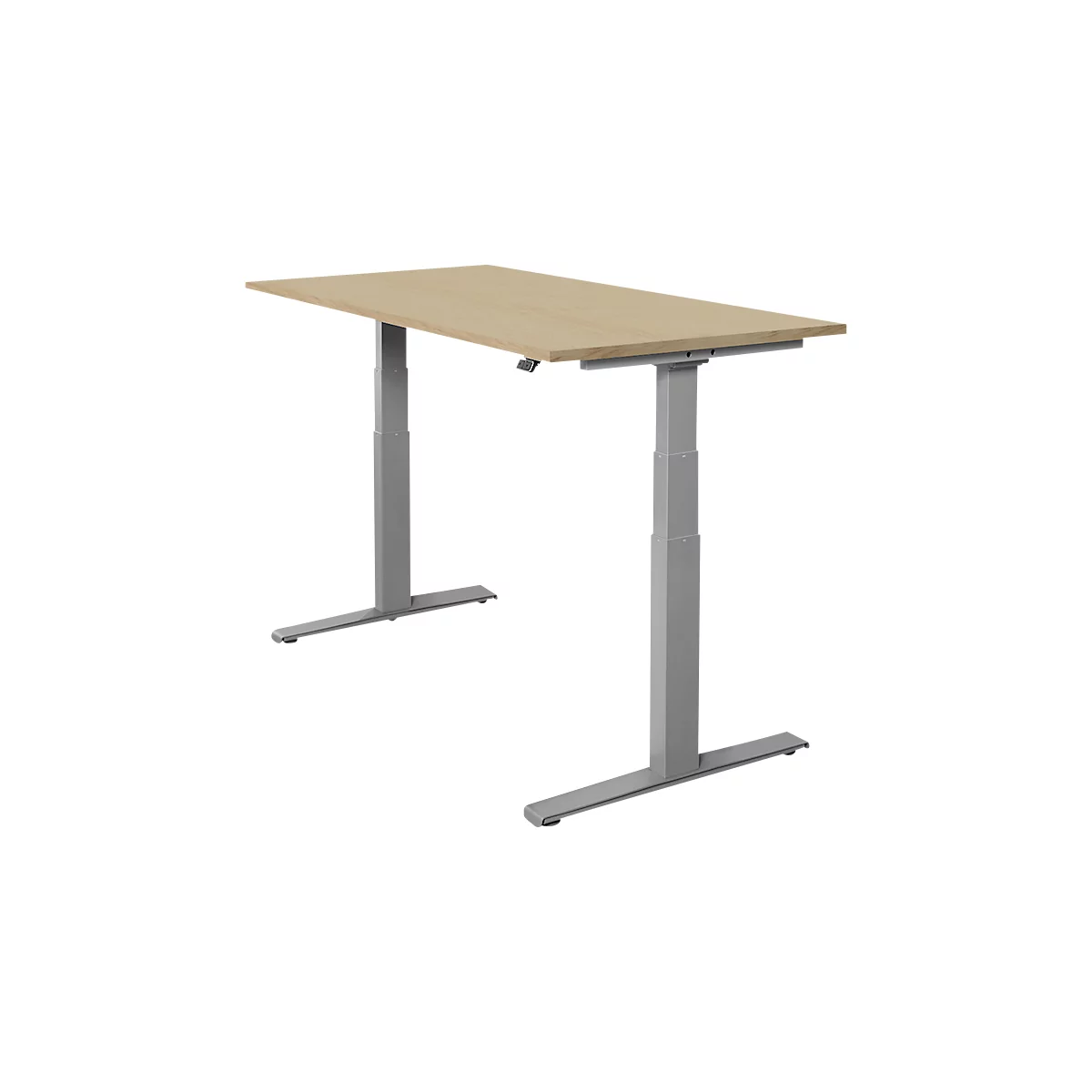 Schäfer Shop Select Schreibtisch SET UP, elektrisch höhenverstellbar, Rechteck, T-Fuß, B 1600 x T 800 x H 645-1290 mm, Eiche/weißaluminium 