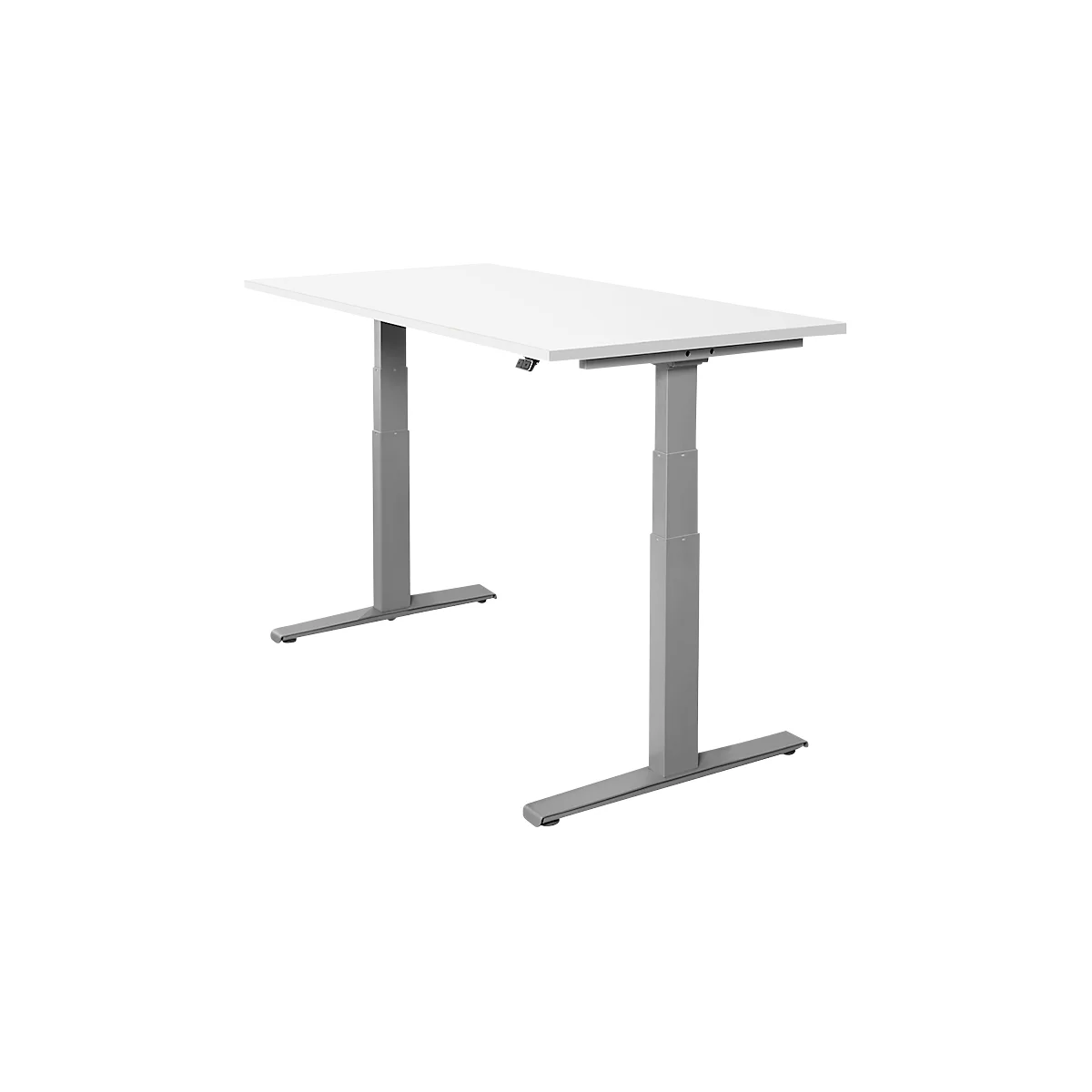 Schäfer Shop Select Schreibtisch SET UP, elektrisch höhenverstellbar, Rechteck, T-Fuß, B 1600 x T 800 x H 645-1290 mm, weiß/weißaluminium