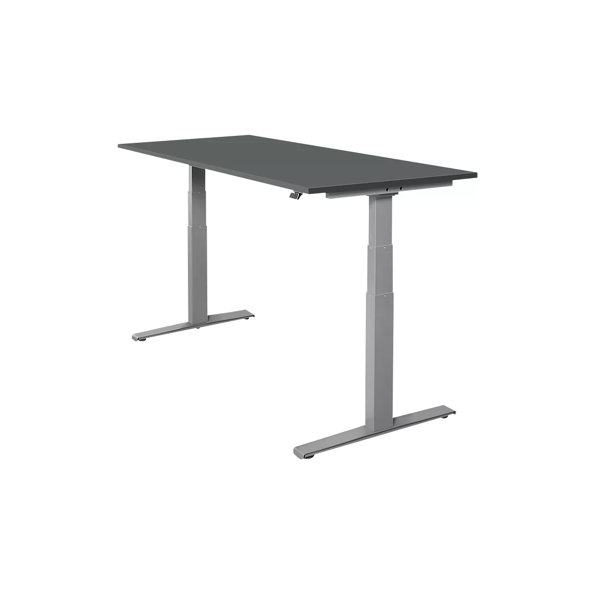 Schäfer Shop Select Schreibtisch SET UP, elektrisch höhenverstellbar, Rechteck, T-Fuß, B 1800 x T 800 x H 645-1290 mm, graphit/weißaluminium 