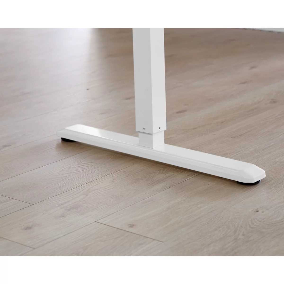 Schäfer Shop Select Schreibtisch Start Off, elektrisch höhenverstellbar, Rechteck, T-Fuß, B 1600 x T 800 x H 755-1255 mm, lichtgrau/weiß 