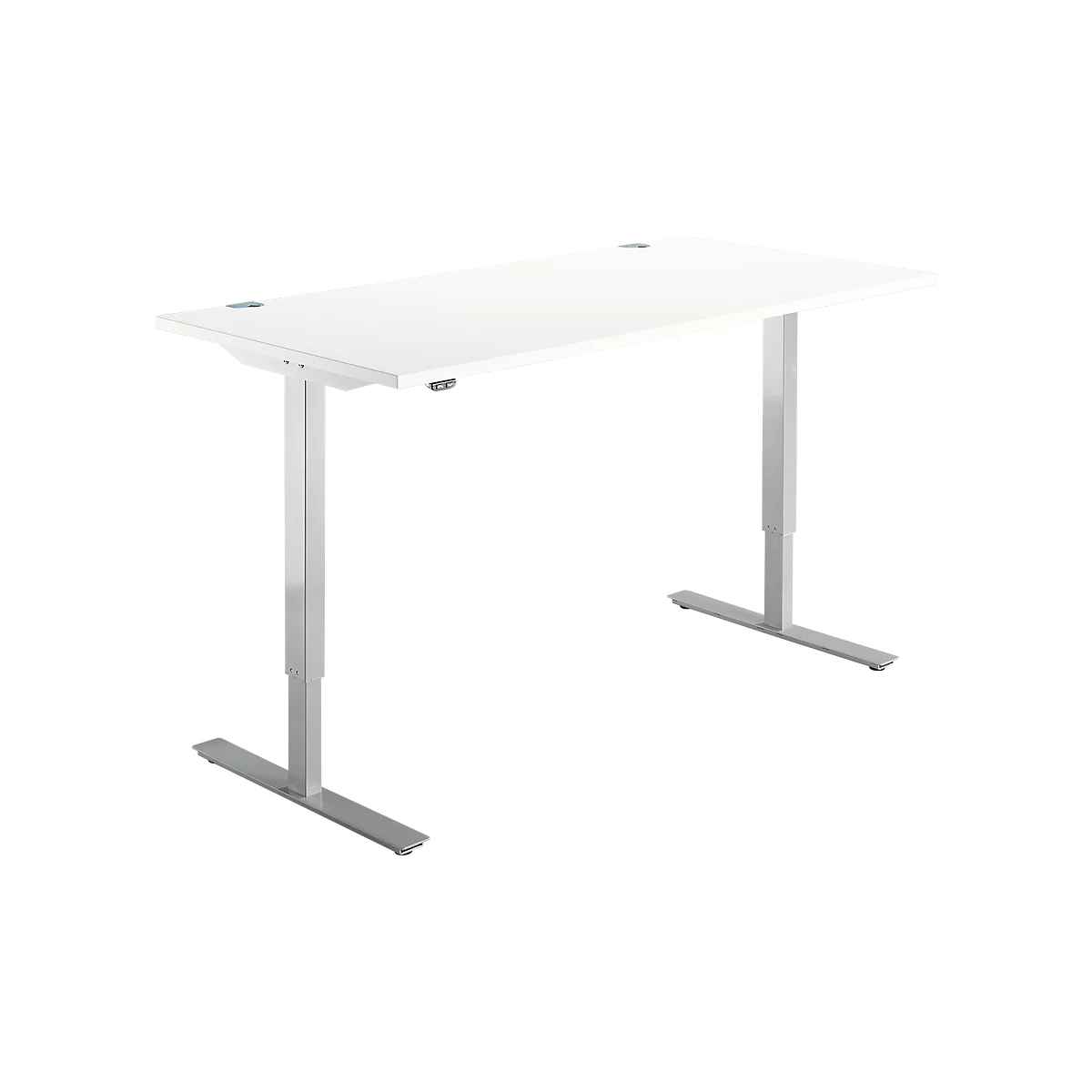 Schäfer Shop Select Schreibtisch Start Off, elektrisch höhenverstellbar, Rechteck, T-Fuß, B 1600 x T 800 x H 755-1255 mm, weiß/weißaluminium 