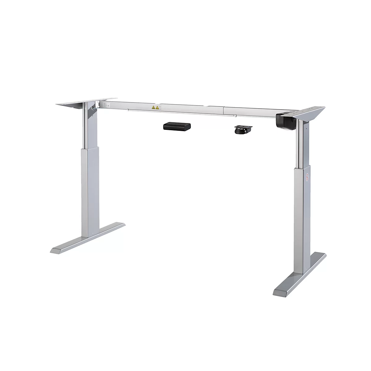 Schäfer Shop Select Schreibtischgestell Ergo-T, für Tischplatten 1200-1800 mm, elektrisch höhenverstellbar, H 725-1185 mm, T-Fuss, alusilber