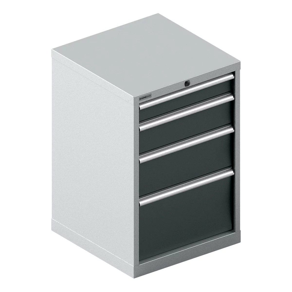 Schäfer Shop Select Schubladenschrank 27-27, 4 Schubl., bis 200 kg, B 564 x T 572 x H 850 mm, anthrazitgrau/weißaluminium 
