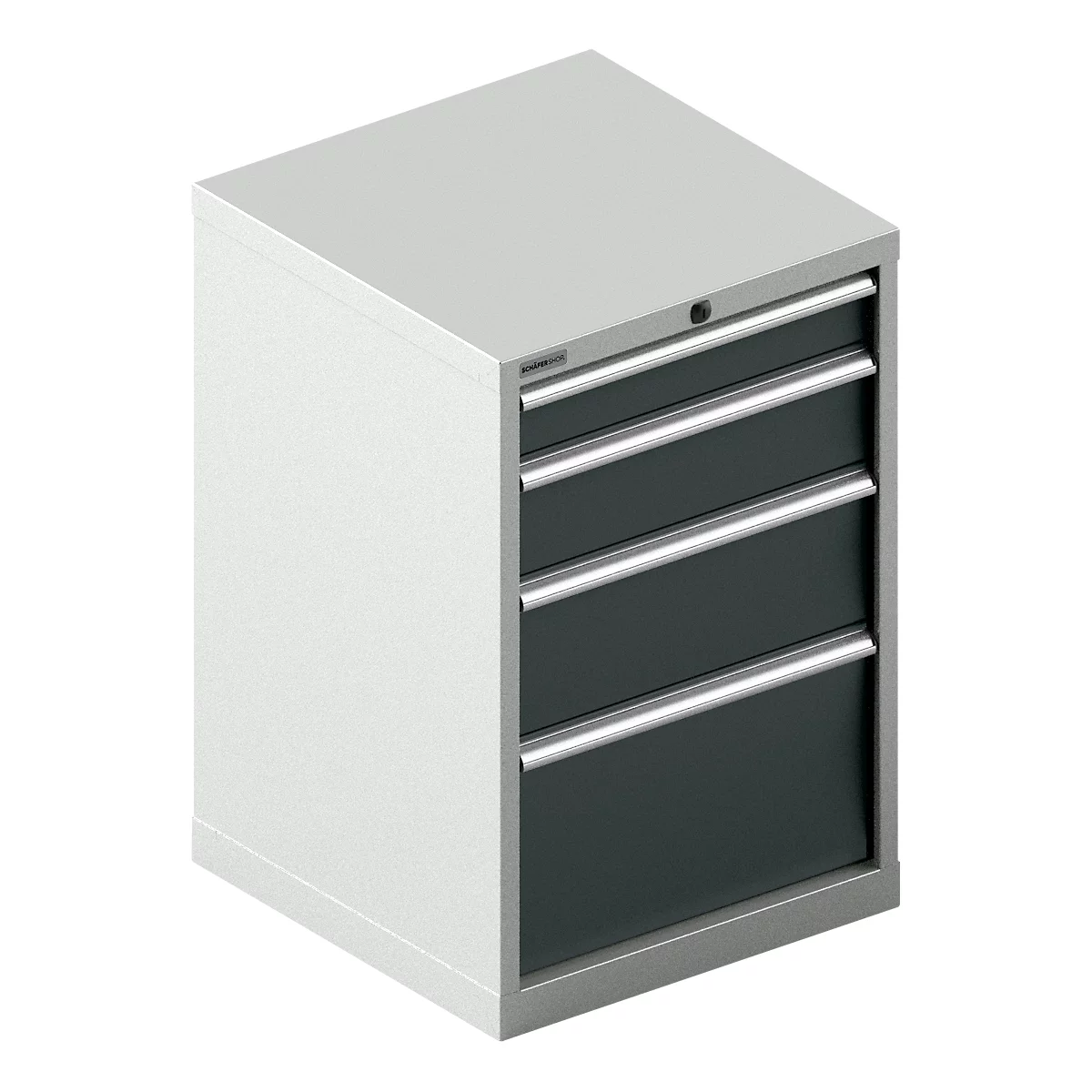 Schäfer Shop Select Schubladenschrank 27-27, 4 Schubl., bis 200 kg, B 564 x T 572 x H 850 mm, enzianblau/enzianblau 