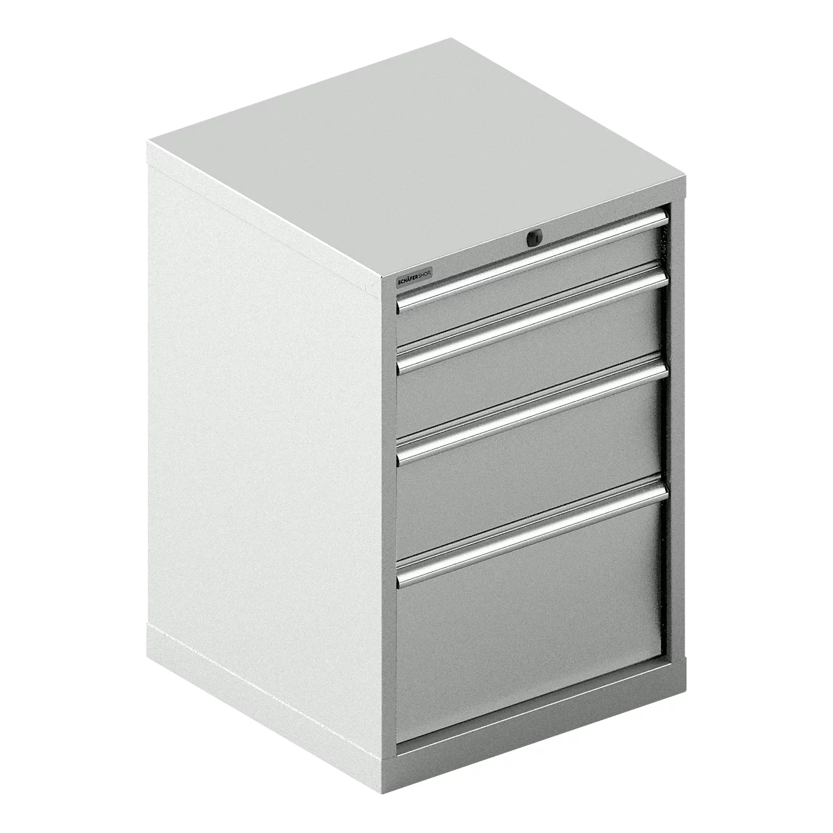 Schäfer Shop Select Schubladenschrank 27-27, 4 Schubl., bis 200 kg, B 564 x T 572 x H 850 mm, lichtgrau/lichtgrau 