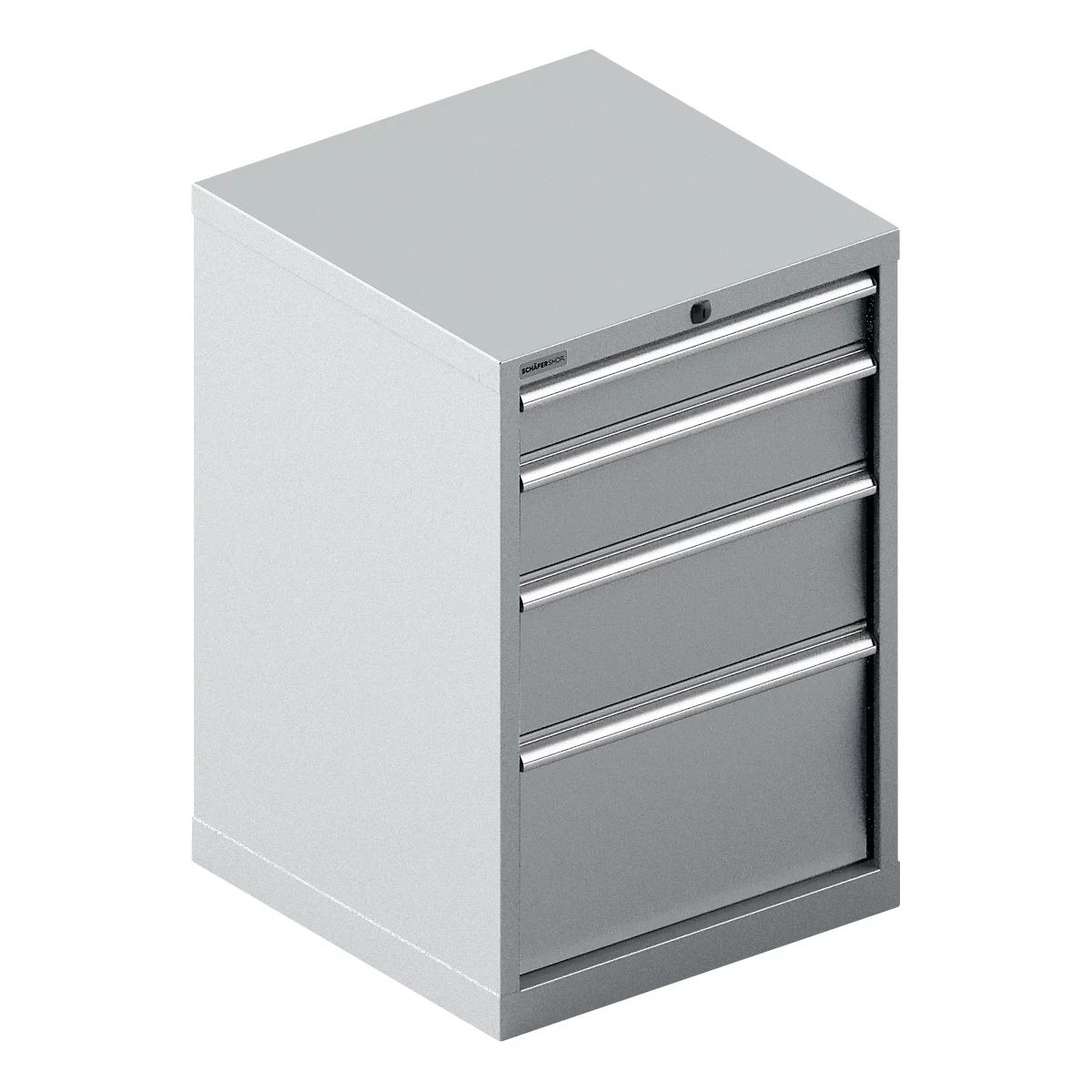 Schäfer Shop Select Schubladenschrank 27-27, 4 Schubl., bis 200 kg, B 564 x T 572 x H 850 mm, weißaluminium/weißaluminium 